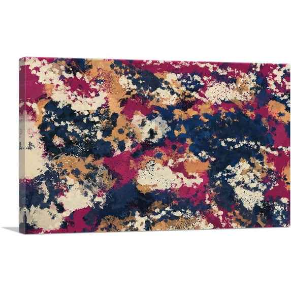 ARTCANVAS Cherry Pink Blue Orange Modern Rectangle Canvas Art Print - Size: 60" x 40" (0.75" Deep) (3-Piece)