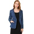 thumbnail image 1 of Chaquede mezclilde oficide trabajo de manlarcon solade jeans pamujer con bolsillos Azul oscuro S, 1 of 6