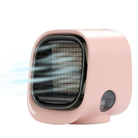

Dulce Domi 3-IN-1 Portable Air Conditioner 500 ML Evaporative Air Conditioner Humidifier Recharge USB Air Conditioner Portable Personal Air Cooler Desktop Small Fan The Office 3-Speed Mode Pink
