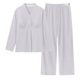 thumbnail image 6 of HaoXianJian 2 Pack Womens Pajama Sets V Neck Long Sleeve with Long Pajama Pant Set Soft Sleepwear Pjs Sets Solid Color Loungewear Plus Size 3X 4X, 6 of 6