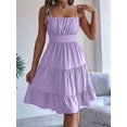 thumbnail image 5 of Women's Square Neck Spaghetti Strap Tiered High Waist Flowy Casual Mini Dress XL, 5 of 10