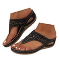 thumbnail image 3 of Povozer Sandals for Women Flip Flops Retro Hollow out T-strap Thong Sandals(Black,9), 3 of 6
