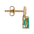 thumbnail image 2 of 10k Yellow Gold Genuine Pear-Shape Emerald and Diamond Drop Earrings, 2 of 5