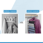 USTECH 5-Tier Arm Pants Hanger, Space-Saving Swing Hanger with Foam Padded Removable Arms, Durable Alloy Steel Closet Organizer with Capped Hooks, Pack of 1