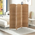 thumbnail image 5 of HomCom 6' Tall Wicker Weave 3 Panel Room Divider Privacy Screen - Natural Blonde Wood, 5 of 9