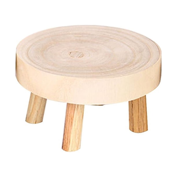 M Taburete de madera maciza impreso, soporte para maceta, banco redondo, planta y base suculenta