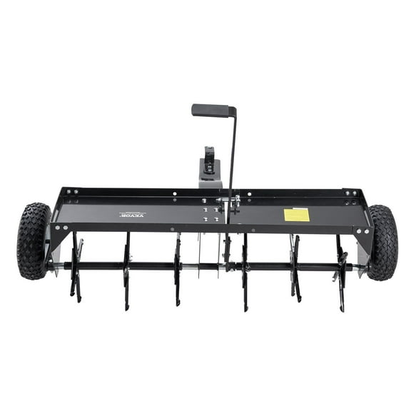 40-Inch Tow Behind Plug Aerator with Universal Hitch & Alternating Iron Spikes - Dethatcher for Lawn, Garden, Farm Use