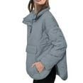 thumbnail image 6 of Lenpel Women's Pullover Puffer Jackets Lightweight Long Sleeve Quarter Zip Solid Quilted Coat Winter Warm Outwear, 6 of 6