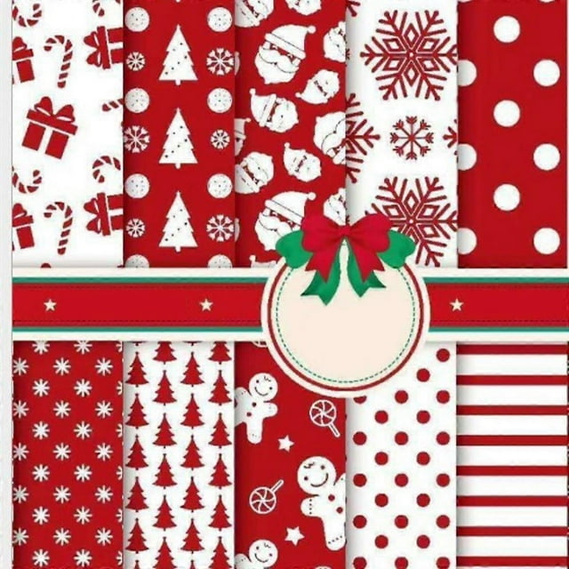 DIY Sewing Projects, A5 Size Pattern Paper, Christmas Elements on Coated Paper, Perfect for Crafting, Double-Sided Printing, Compatible with Scissors