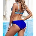 thumbnail image 3 of Women's Sky Blue Twisted Bust Striped Bikini Set, 3 of 16