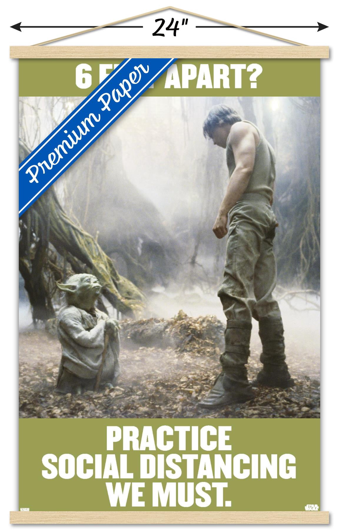 Star Wars: Saga - Luke and Yoda Social Distancing Wall Poster with Wooden Magnetic Frame, 22.375" x 34"