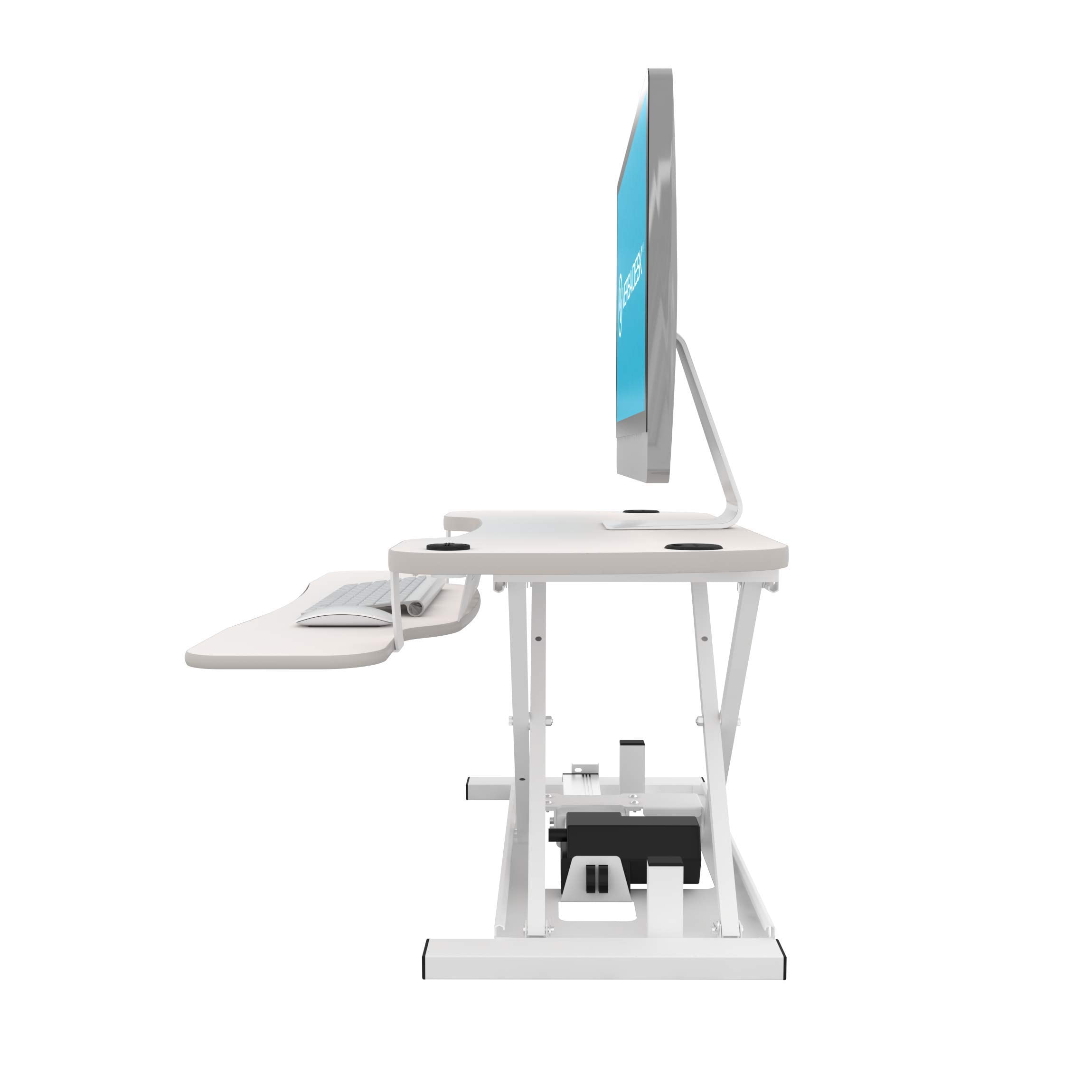 VERSADESK Power Pro Electric Height Adjustable Desk Riser – Sit to Stand Desktop Converter with Keyboard + Mouse Tray, Steel Frame | 36" x 24" (White)