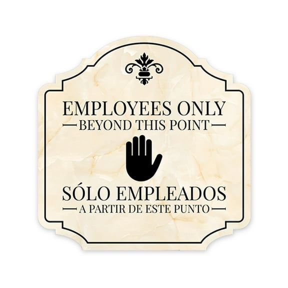 Heritage Plus Employees Only Beyond This Point Sólo empleados A partir de este Punto Wall or Door Sign | Bilingual Signage - Small