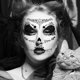 thumbnail image 3 of Paquete de 8 tatuajes temporales de calavera de azúcar del Día de los Muertos, pegatinas de maquillaje de Halloween para fiesta de máscaras de Halloween., 3 of 5