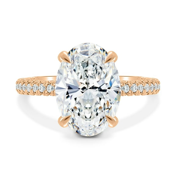 ESTE ORIGIN 4.85CT Oval Moissanite Solitaire Engagement Ring in 10K Rose Gold for Women US 7