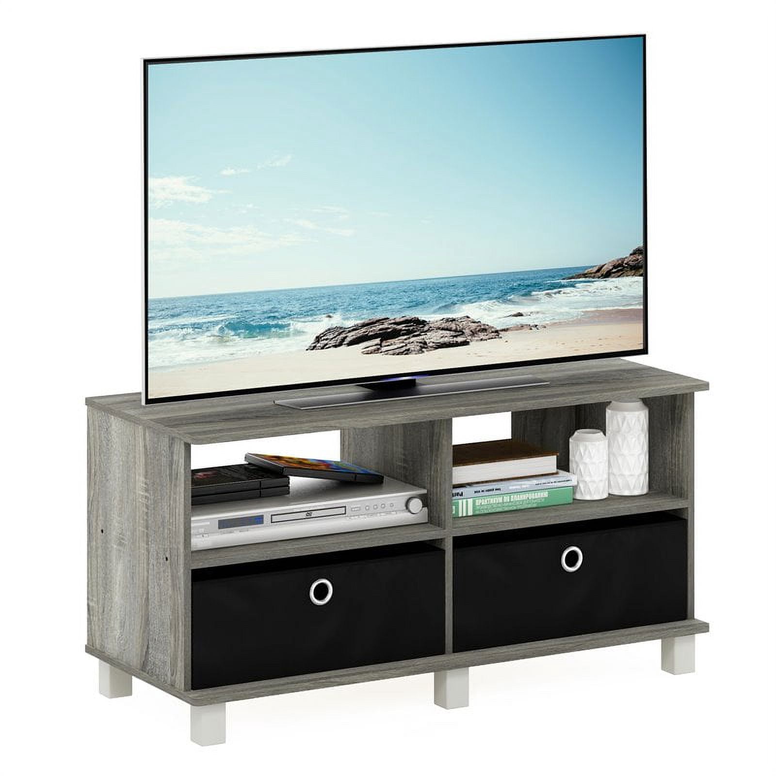 Furinno Andrey Wood Entertainment Center for TV up to 43" in Oak Gray/Black