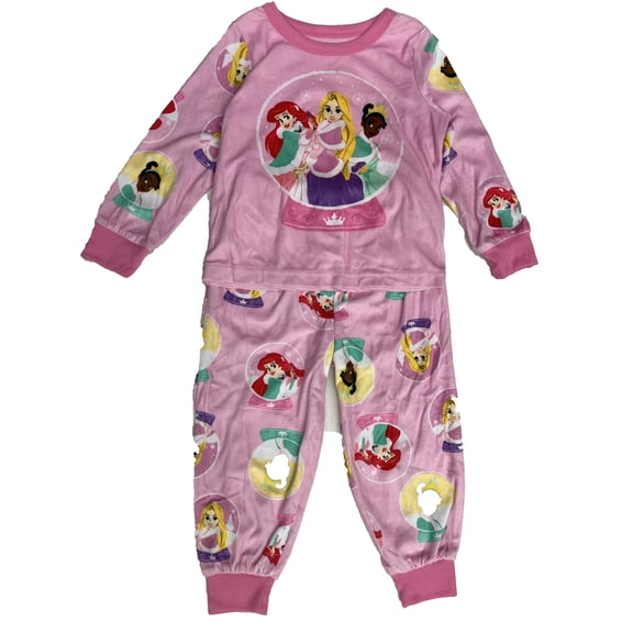 Disney Princess Toddler Girls Snug Fit Velour Long Sleeve Pajamas, 2pc Set