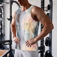 thumbnail image 5 of Fotbe The Cat Looks in the Mirror Pattern Men's Quick Dry Workout Tank Top Gym Muscle Tee Fitness Bodybuilding Sleeveless T Shirt Breathable Workout Shirt-, 5 of 9