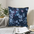 thumbnail image 6 of YFYANG Square Velvet Decorative Throw Pillow, 16"x16" Blue Vintage Flower Doodle Pattern Sofa Bed Cushion Pillows, 6 of 7