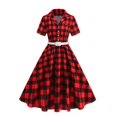 thumbnail image 2 of Ovzne Robes pour Femmes Robe pour Femme Mode Décontractée Aguichant à Pois avec Col Lacé Grande Robe Bouffante Robe de Printemps Manches Courtes Liquidation, 2 of 7