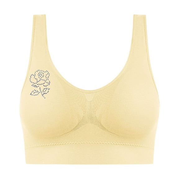 SMihono Sports Bras for Women Padded High Support Rhinestone Supportive Workout Running Yoga Push Up Sports Bra Beige L