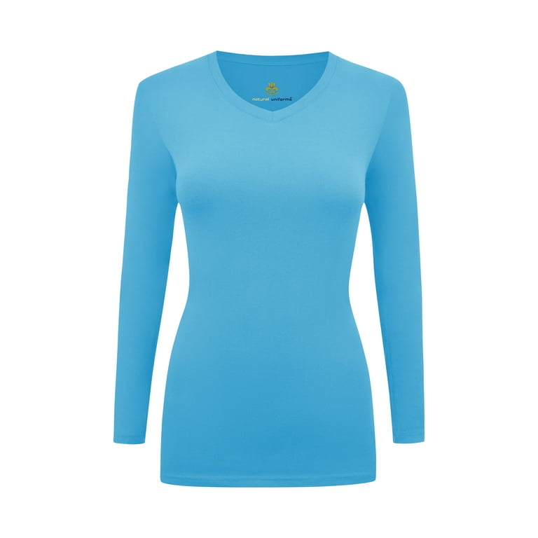 WOMENS LONG SLEEVE V-NECK T SHIRT WITH SUPER-SOFT STRETCH FABRIC