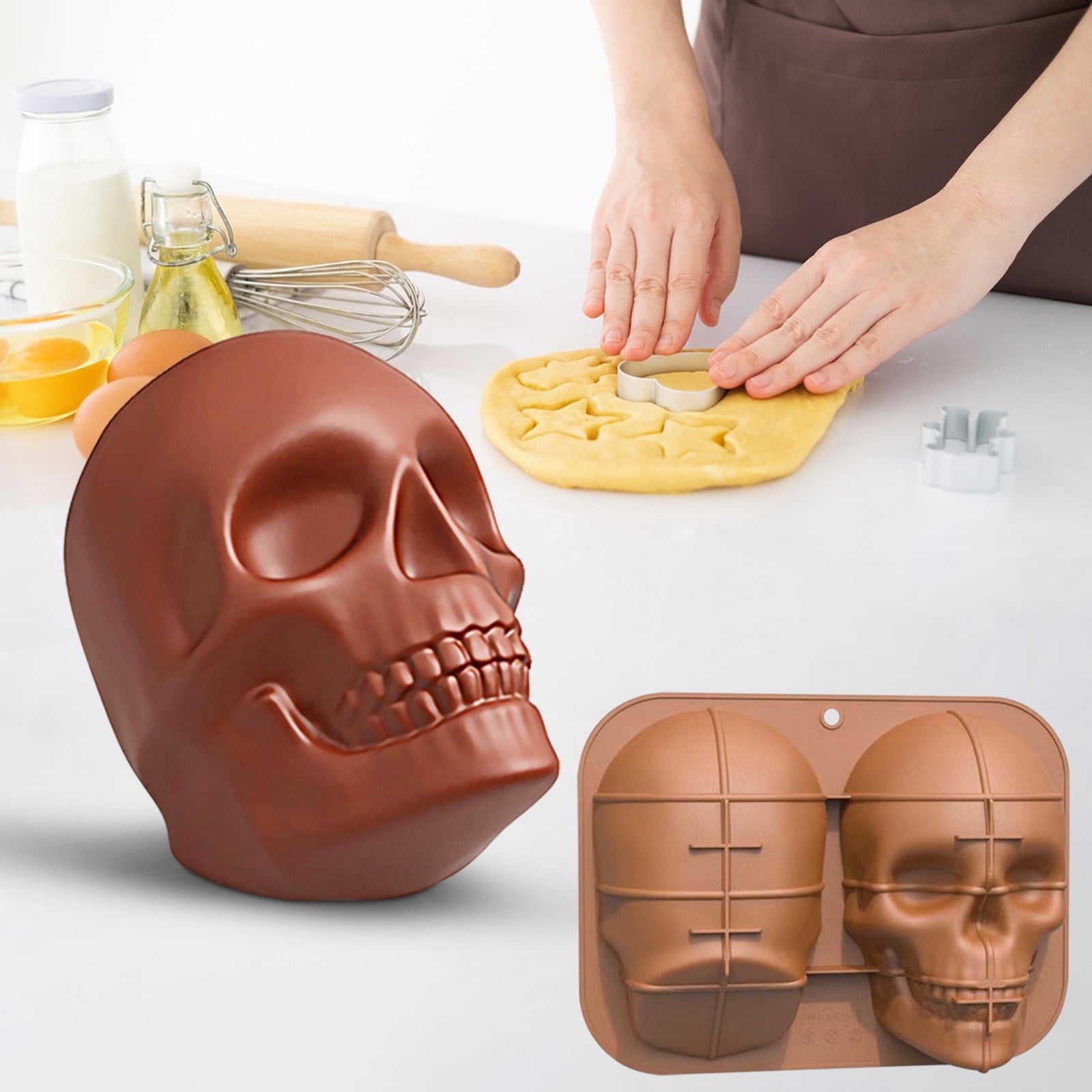 Topyond 3D Skull Cake Mold - Food Grade Silicone Halloween Baking Tool For DIY Desserts - View #6