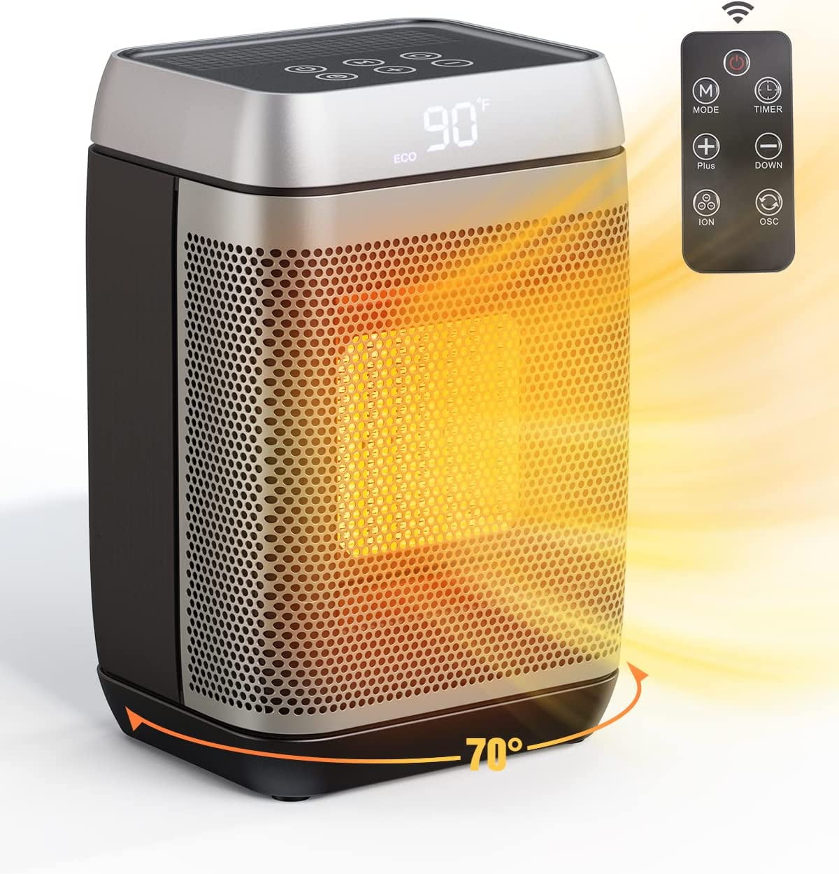 Aoresac Space Heater, Portable Electric Heater with 70°Oscillation, 1500W  with Oscillation and thermostat, for Indoor Use, Small Heater for Office  Home 