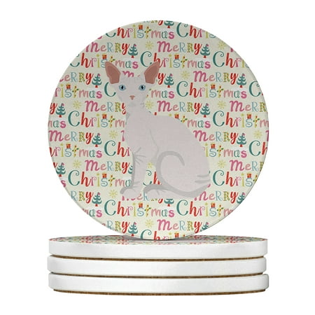 

Sphynx Cat Christmas Large Sandstone Coasters Pack of 4 4 in x 4 in