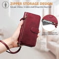 thumbnail image 5 of Case for REALME V25 Zipper Wallet Flip Cover with Card Holder, Photo Frame, Kickstand & Lanyard, PU Leather Red, 5 of 5