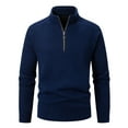 thumbnail image 4 of RYDCOT Mens Half Zip Fall and Winter Solid Color Fashionable Casual Stand up Collar Thick Sweater Navy, 4 of 9