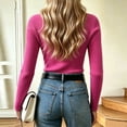 thumbnail image 4 of DORKASM Women's Sweaters Turtleneck Lightweight Fashion Sweaters Long Sleeve Ribbed Knit Slim Fit Comfy Blouses Fall Winter Trendy Stretch Pullover Hot Pink L, 4 of 5