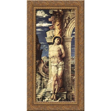 St Sebastian 15x24 Gold Ornate Wood Framed Canvas Art by Mantegna, Andrea