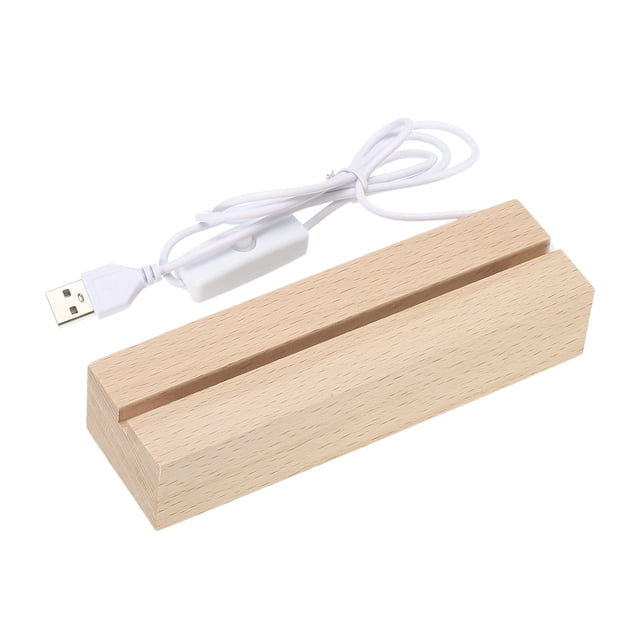 Base de soporte de exhibición Unique Bargains LED madera 15x4.5x3cm Cálido USB