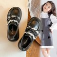 thumbnail image 2 of Viluyesy Spring Summer Girls Leather Mary Jane Shoes – Bow Accent, Lace Trim Princess Style Loafers with Soft Sole and Classic College-Inspired Design Black Size 2.5, 2 of 10