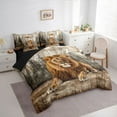 thumbnail image 4 of Feelyou Rustic Lion Animal Twin Bedding Sets 7-Piece for Kids, Vintage Lodge Cabin Bedding Comforter Set, Jungle Wildlife Reversible Sheet Sets, Ultra Soft Bedroom Decor, 4 of 8