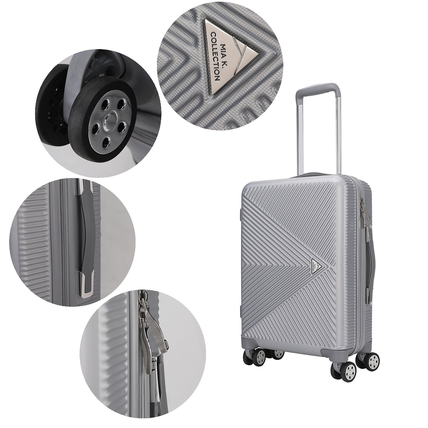 MKF Collection Felicity Carry-On Luggage Hardside, Luxurious Travel Suitcase by Mia K - Rose Gold