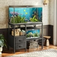 thumbnail image 2 of 20-29 Gallon Multi - Tier Aquarium Stand with Storage Drawers & Shelf, Sturdy Metal Frame for Fish Tanks with Power Outlet, 30.7" L*13.8" W Tabletop, Black, 2 of 8