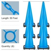 28 Inch Sky Blue Traffic Cone and Chain Kit (6 Pk)