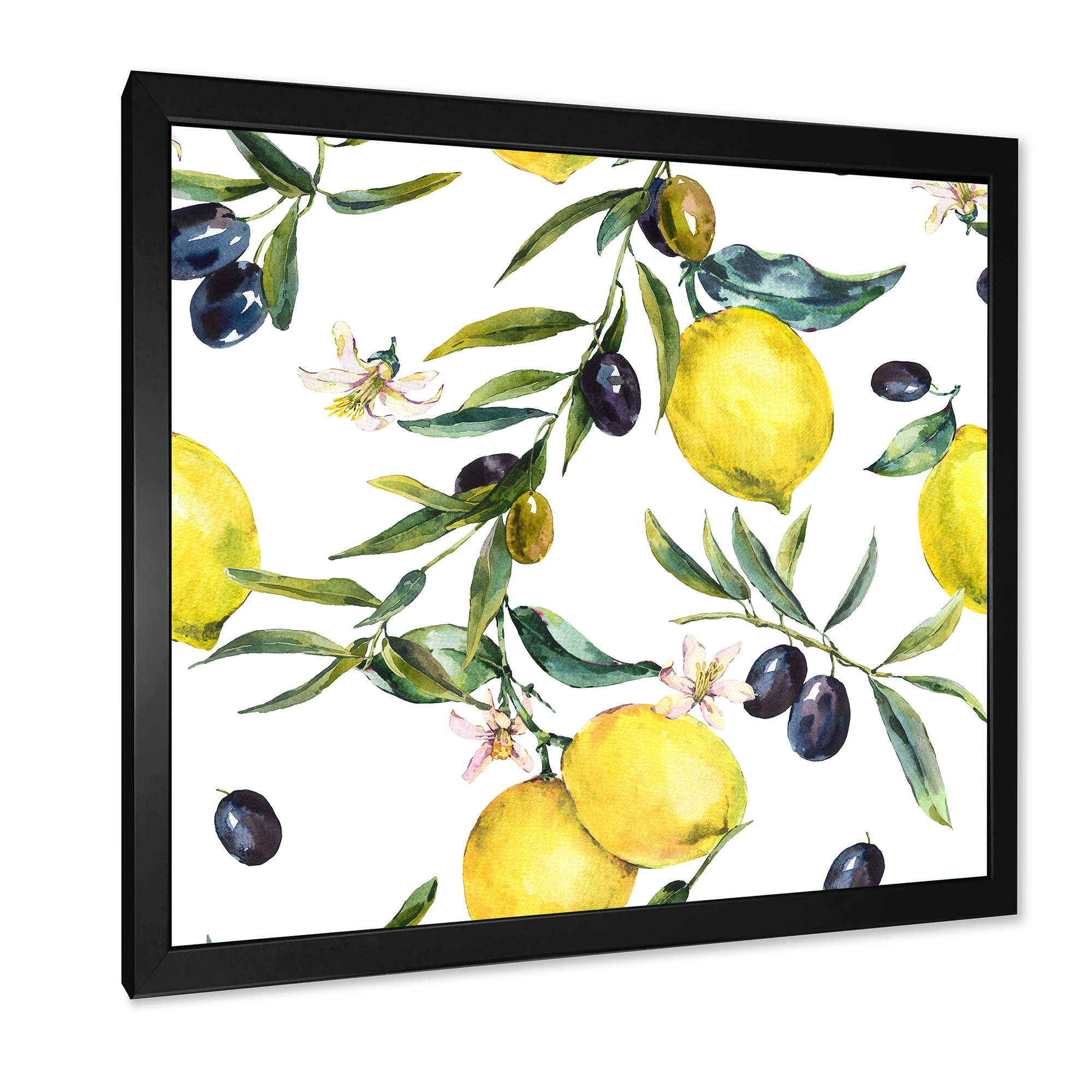 Designart 'Olive and Lemon Branches II' Tropical Framed Art Print