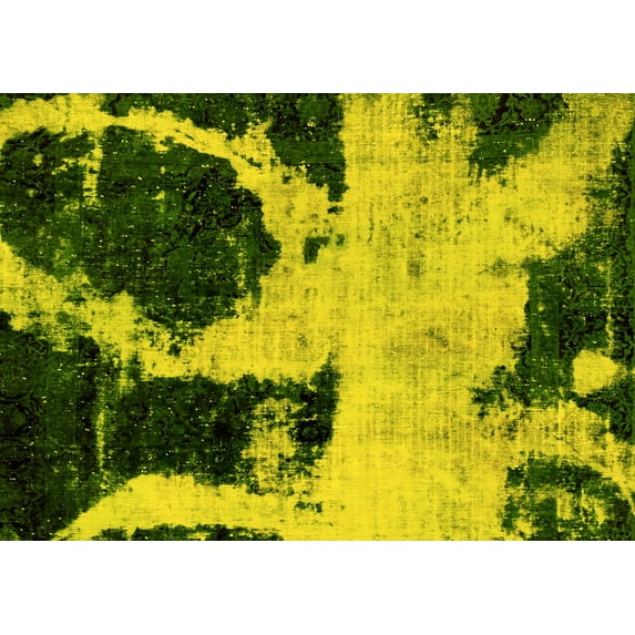 Ahgly Company Indoor Rectangle Abstract Yellow Modern Area Rugs, 2' x 5'