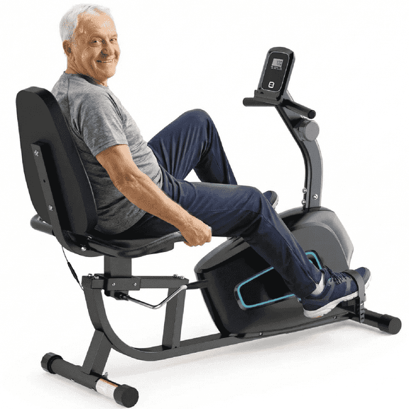 Naipo Recumbent Exercise Bike 8Level Adjustable Resistance Stationary Indoor Cycling Bike with Heart Rate and LCD Monitor for Home Gym Workout 300lbs