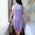 thumbnail image 7 of Women's Satin Nightgown On Sale Fashion Summer Solid Short V Neck Casual Sleeve Sleepshirts Nightdress Purple Free Size, 7 of 7