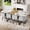 Grey,White,Wood + Seats 8 + MDF,PU, variant on 9-Piece Square Dining Table Set, Fixed White Faux Marble & Wood Grain Triamine Tabletop with 8 Black PU Leather Chairs, Modern Kitchen Table Set for 8 People, Ideal for Family Gatherings, Dining Room