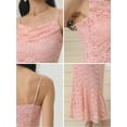 thumbnail image 5 of DARING DIVA Lace Maxi Cowl Neck Spaghetti Strap Cocktail Dress XL Pink, 5 of 6
