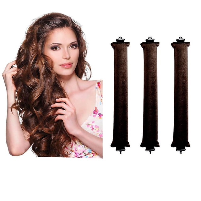 3Pcs Overnight Curls Blowout Rods Kit, Heatless Curling Rods with Hook for All Hair Types, No Heat Natural Voluminous Curlers to Sleep In