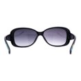 thumbnail image 2 of Kids Size Girls Classic 90s Designer Style Wrap Rounded Rectangle Sunglasses Black Green Flower Arm, 2 of 4
