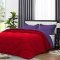 thumbnail image 3 of DNG Creations 3 Piece Solid Reversible Diamond Pattern Comforter 550 GSM All Season 800 TC, 100% Egyptian Cotton - Full/ Queen - Size ( Purple/Red Colour ), 3 of 7