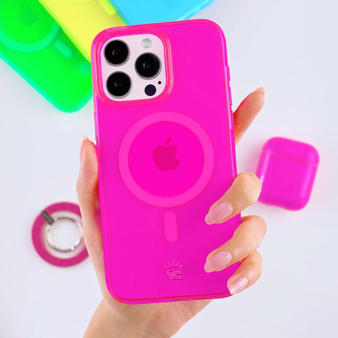 VELVET CAVIAR Neon Pink iPhone 15 Case - Compatible with MagSafe - Cute Clear Protective Phone Cases for Women