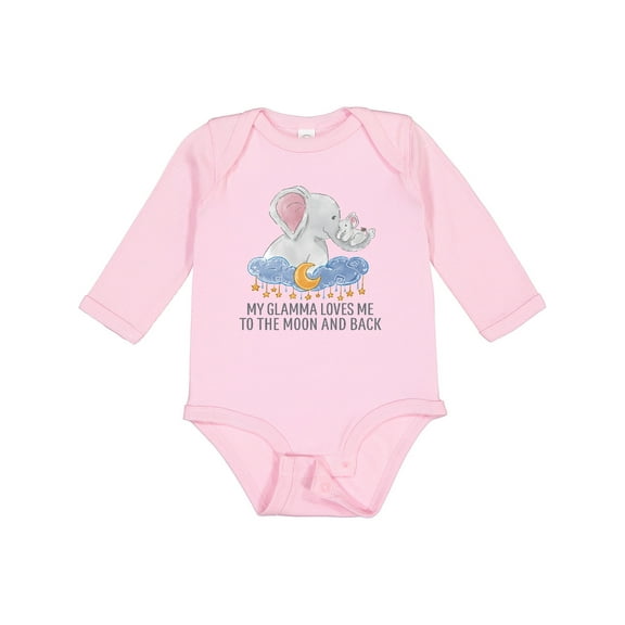 Inktastic My Glamma Loves Me to the Moon and Back Boys or Girls Long Sleeve Baby Bodysuit